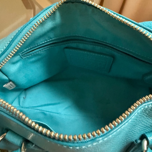 AUTHENTIC Coach Leather Mini Bennet Satchel Crossbody Handbag Turquoise color - Picture 8 of 11